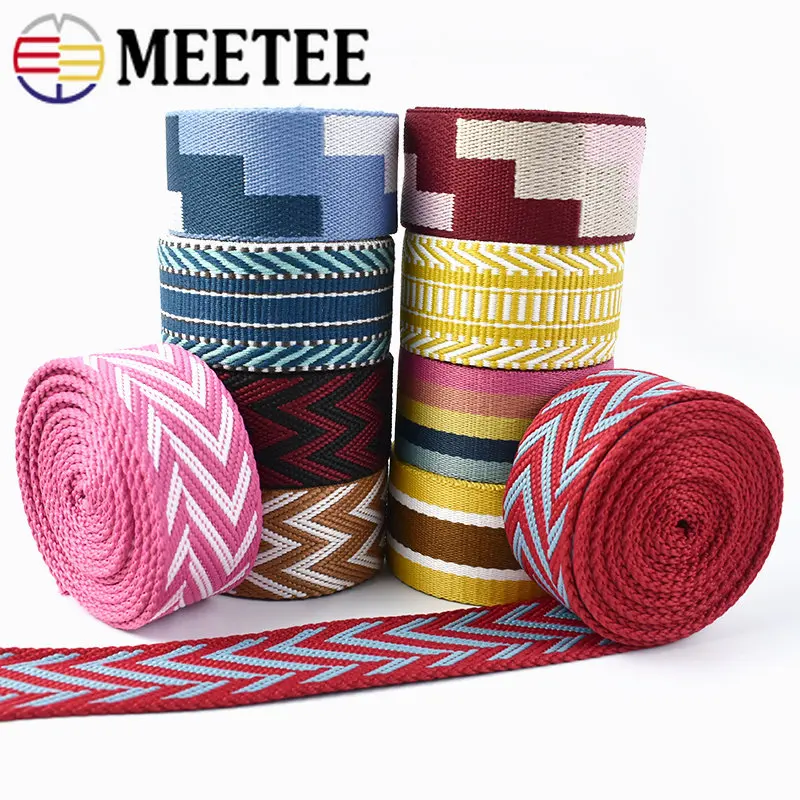 

2/4M 2.2mm Thick 38/50mm Polyester Jacquard Webbing Tapes Ribbon for Strap Belt Bag Backpack DIY Sewing Biasband Accessories