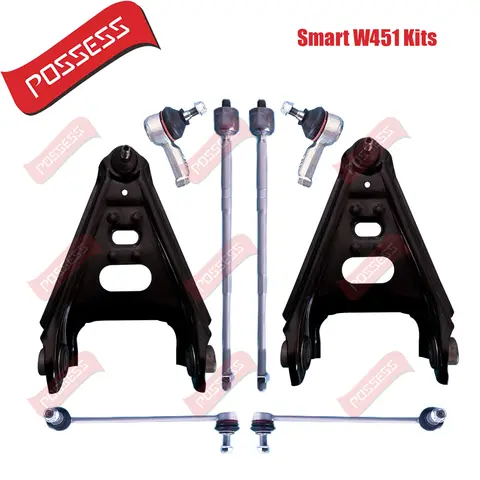 8 Pieces Front Axle Suspension Control Arm Ball Joint Stabilizer Link Tie Rod End Kits For Smart FORTWO W451 2007-2015
