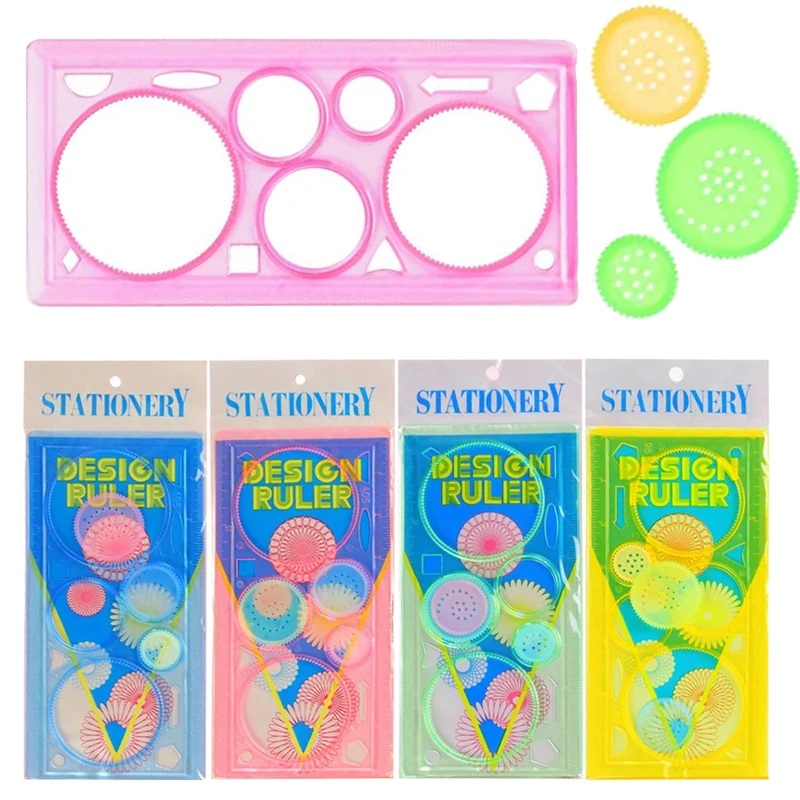 1PC Children Drawing Toys Spirograph Ruler Multifunctional Magic Set Ruler Versatile Gauge Curve Gear Painting Ruler for Kid TMZ