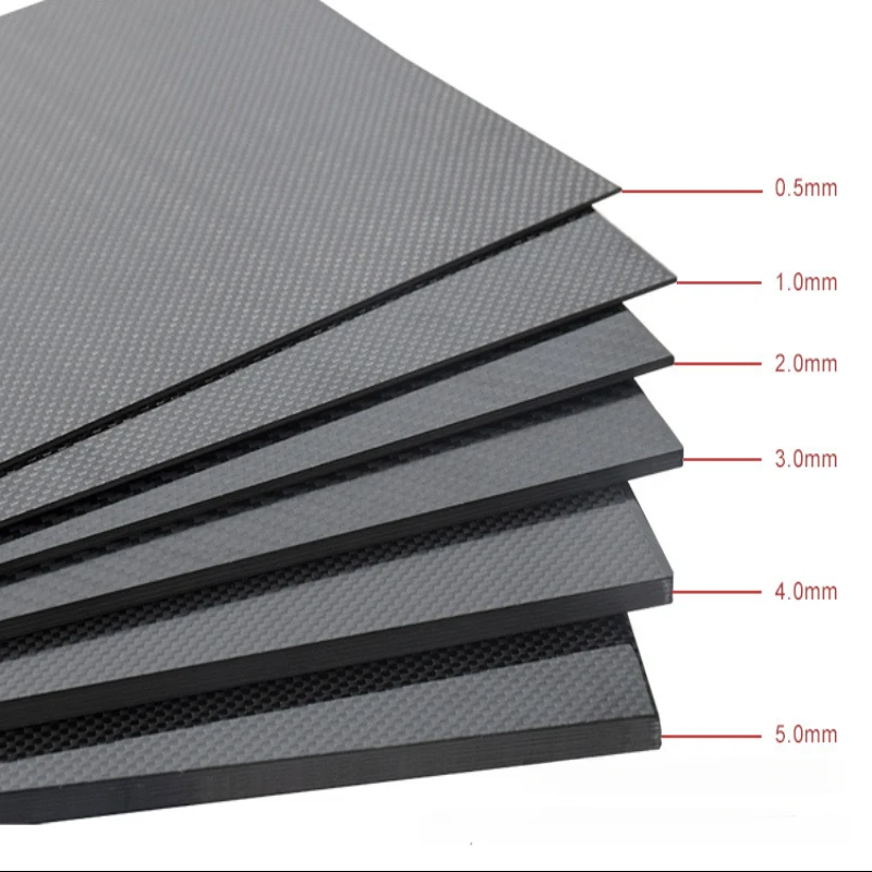 100x250mm Thickness 0.5-5mm 3K Carbon Fiber Plate Sheets, High Strength Lightweight Composite Panel RC Models Aerospace