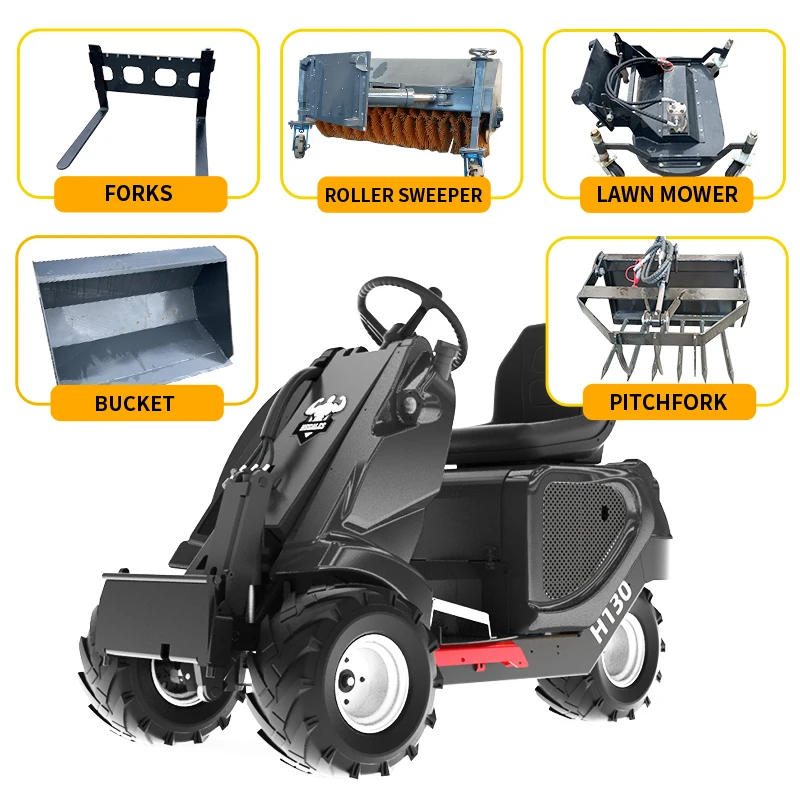 Spot ~ لودر منزلق صغير متعدد الوظائف ثلاثي العجلات، جرافة ديزل هيدروليكية خفيفة الوزن، وملحقاتها