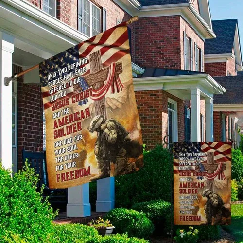 Jesus Christ American Soldier Patriot Decorative American Veterans Graden Flag UUI GGX