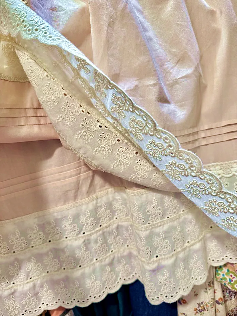 Vintage Lace Cover Fringes Cotton Floral Lace Ethnic Bali Midi Dress for Women Summer Boho Gypsy Hippie Ibiza Sweet Long Dress