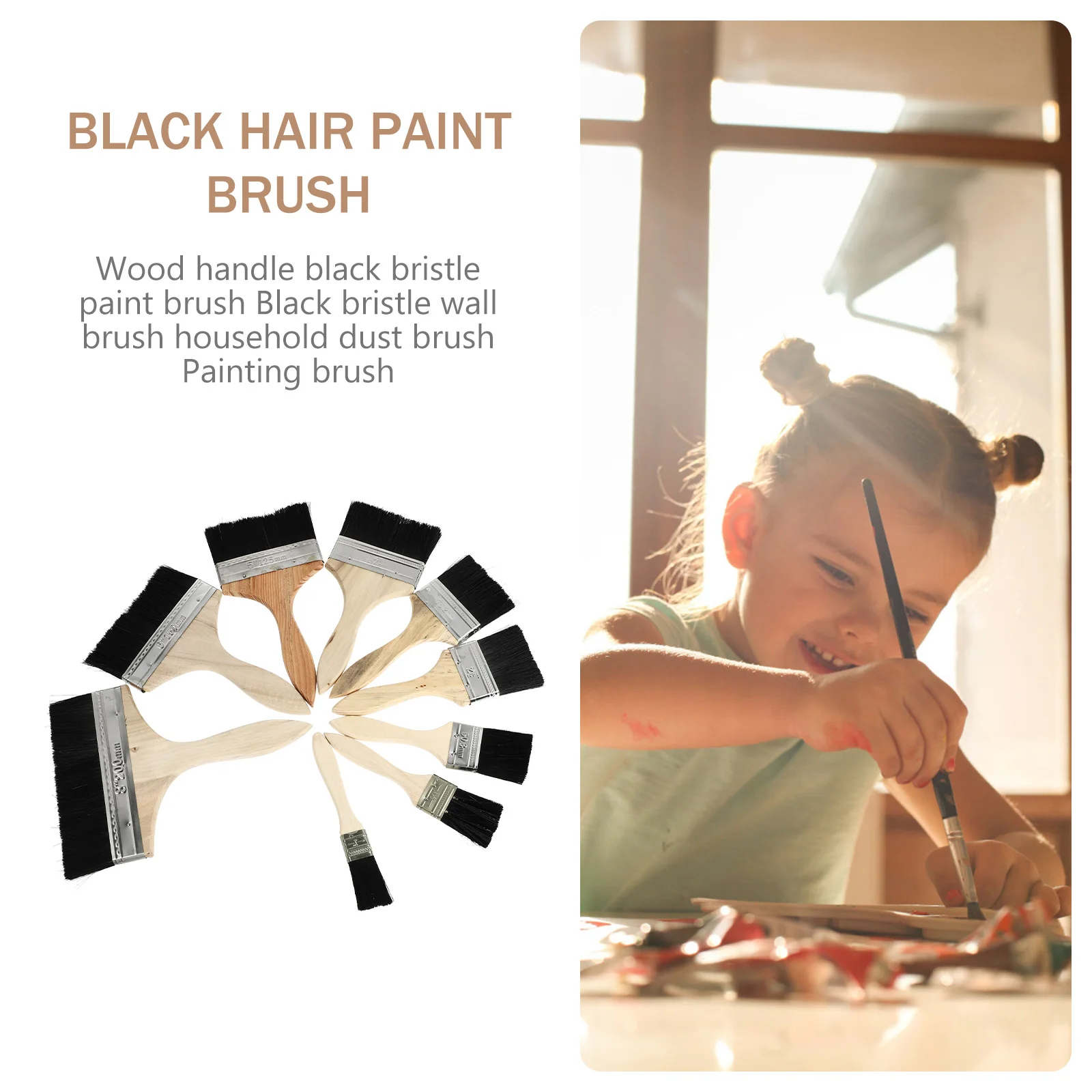 

9 Pcs High Temperature Resistance Paint Brush Work Brushes Paintbrushes Pig Hair Oil Flat for Painting