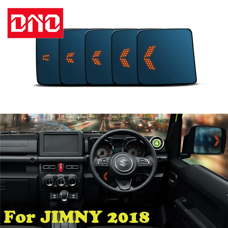 Car 12V Rearview Mirror Lights For Suzuki Jimny JB64/74 2018 Turn Signal + Heating + Anti-Glare Reverse Warning Car Mirror lense