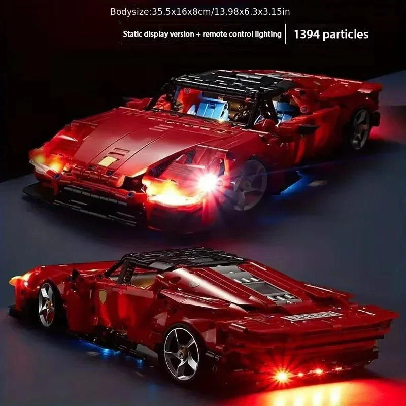 Red Super Sports Car Building Block Model Scale Supercar Puzzle Assembly Racing Toys for Children Gifts Desktop Home Decoration
