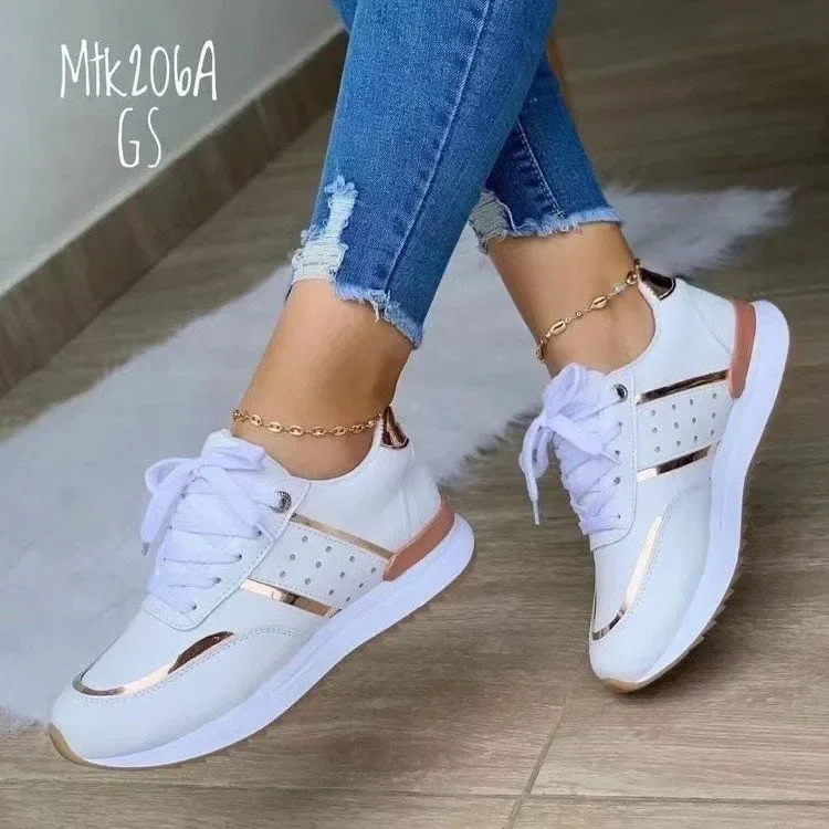 Woman Sneakers Platform Leather Patchwork Women's Sports Shoes 2025 Running Vulcanized Tennis Female Comfortable Casual Sneaker