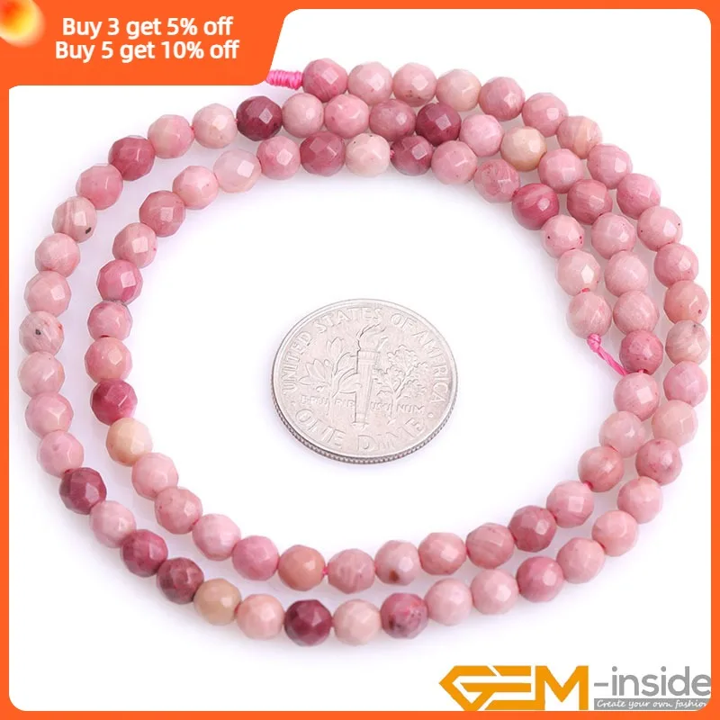 Natural Stone Red Rhodonite Faceted Round Accessorries Beads For Jewelry Making Strand 15\