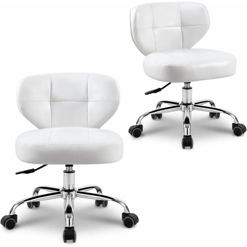 

Pedicure Stools for Nail Tech Set of 1-2, Hydraulic Salon Spa Stool Back Support Short Height Adjustable Swivel Chair