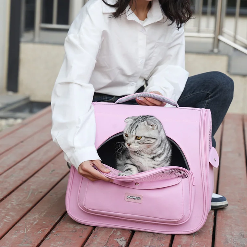 Imagem -04 - Outdoor Pet Carry Backpack Adequado para Cães e Gatos Pequenos Respirável Confortável Dobrável Viagem