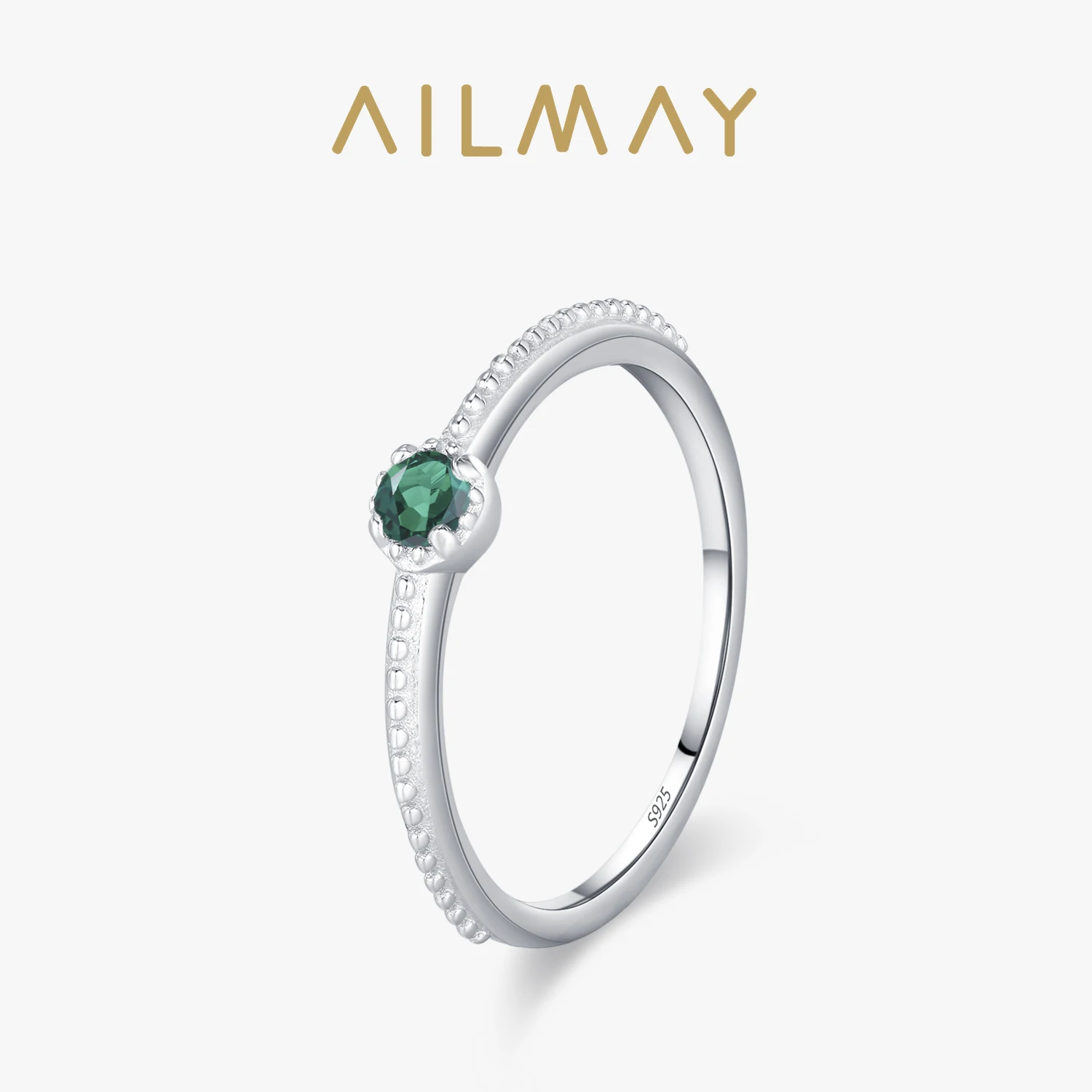 

Ailmay 925 Sterling Silver Minimalist Style Green Cubic Zircon Finger Rings Modest Design Proposal Engagement Rings For Women