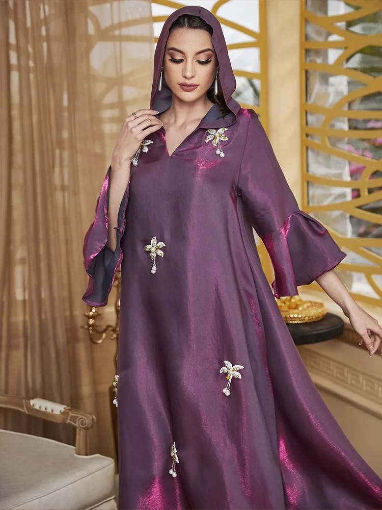 Muslim Party Long Dress Women Dresses Pearls Vestidos Dubai Abaya Saudi Morocco Caftan Jalabiya Eid Ramadan Modest Abayas Robe