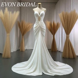 EVON-vestido de novia sencillo de marfil para mujer, vestidos de novia coreanos con pliegues de sirena sin tirantes, escote Corazón, hecho a medida, 2024 vestido de novia simple de marfil Mujer Coreana 웨딩 드레스  La siren