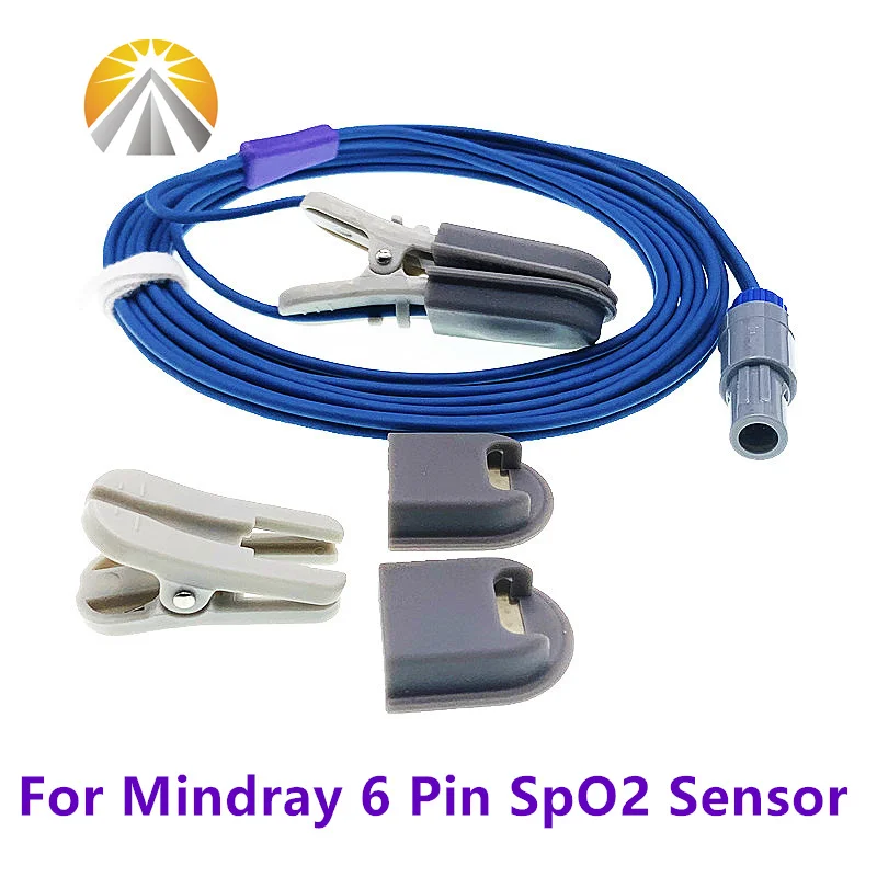 6 Pin Dual สล็อต SpO2 Sensor สําหรับ Mindray PM7000 PM8000 MEC1000 ผู้ใหญ่เด็ก Neonate Veterinary สัตว์ประเภท Pulse Rate SAO2 Probe