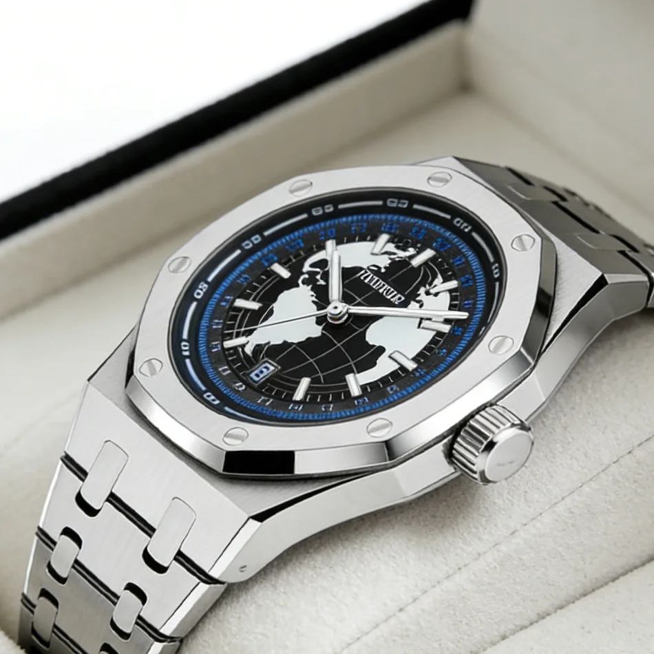 Watch Wander Series Non Mechanical Business Quartz Men Watch Water Resistant Luminous Luxury Gentleman Timepiece Alloy Bracelet