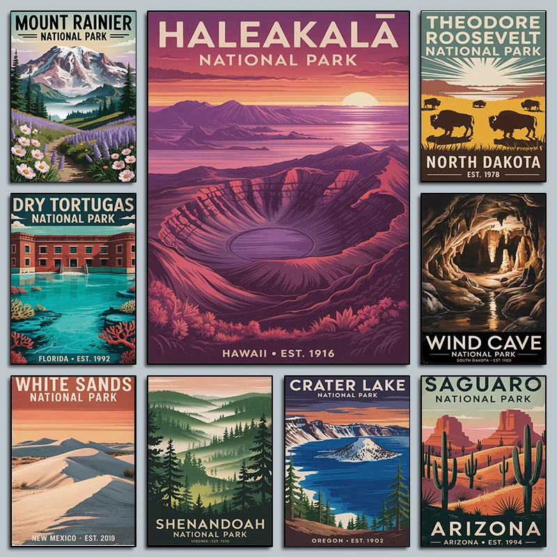 

Vintage National Park Poster Nature Sequoia Landscape Southwest Prints Canvas Painting Wall Art Pictures Home Living Room Decor