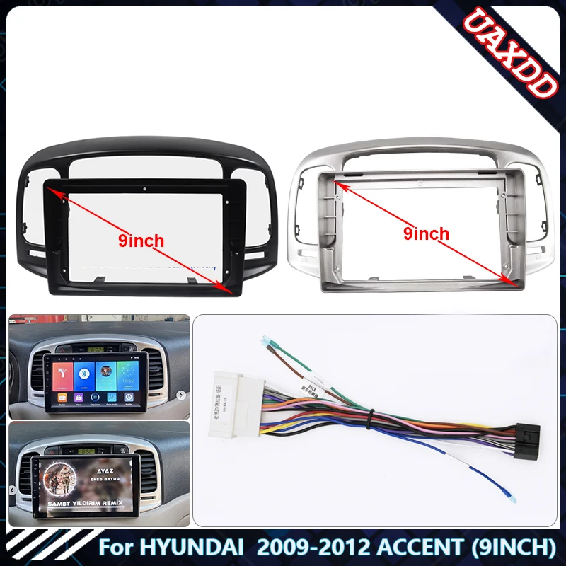 For HYUNDAI 2009-2012 ACCENT 9INCH Car Radio Android Stereo audio screen multimedia video player navigation cables Harness frame