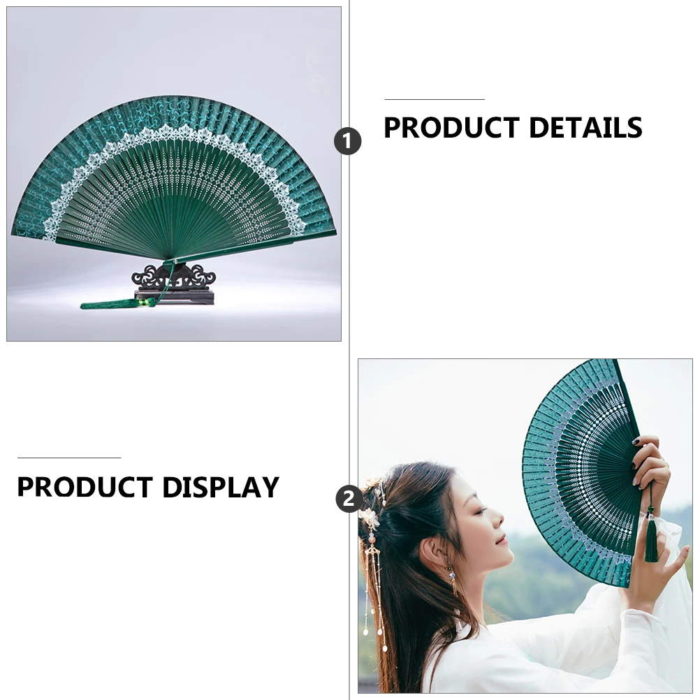 

Retro Japanese Bamboo Fan Decorative Silk Handheld Dancing Chinese Style Foldable Ornament Fans Unique Gifts Women Girls Wedding