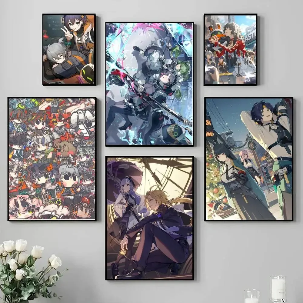 Game Anime Zenless Zone Zero Poster Self-adhesive Art Waterproof   Coffee House Bar Room Wall Decor