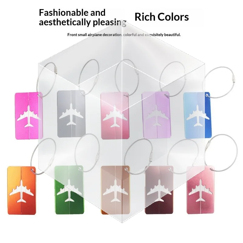Luggage Tag Airplane Aircraft Luggage Tag Aluminium Alloy Anti-loss ID Card Solid Color Travel Accessories