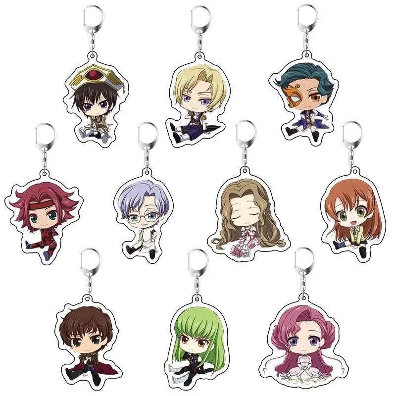 Anime Code Geass Keychain Japanese Cartoon GAIDEN Lelouch Acrylic Figure Car Key Holder Chain Pendants Keyring Jewelry Gift