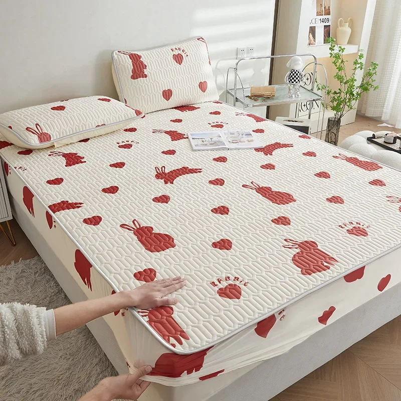 

Summer New Thickened Latex Fitted Sheet Non-Slip Protective Bedspread Air Conditioner Three-Piece Set of Summer Sleeping Mat