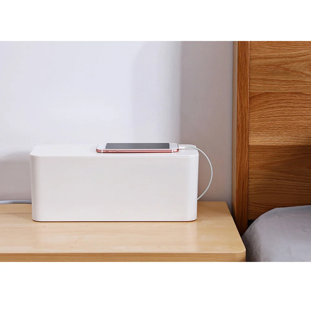 

2 Pcs Electric Wire Storage Box White Cable Cover Organiser Household Container