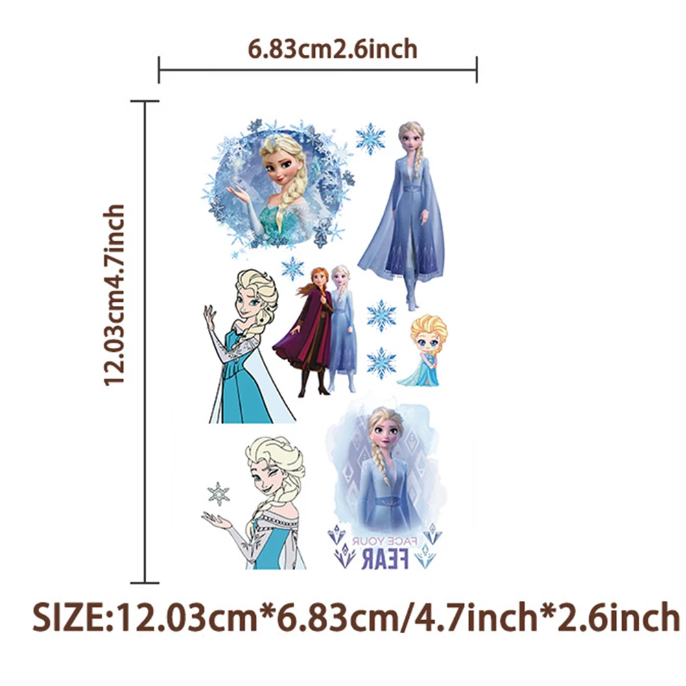 디즈니 믹스 애니메이션 만화 문신 스티커, 귀여운 스티치 백설공주 그림, 임시 문신, 어린이 소녀 생일 파티 선물, 10 개