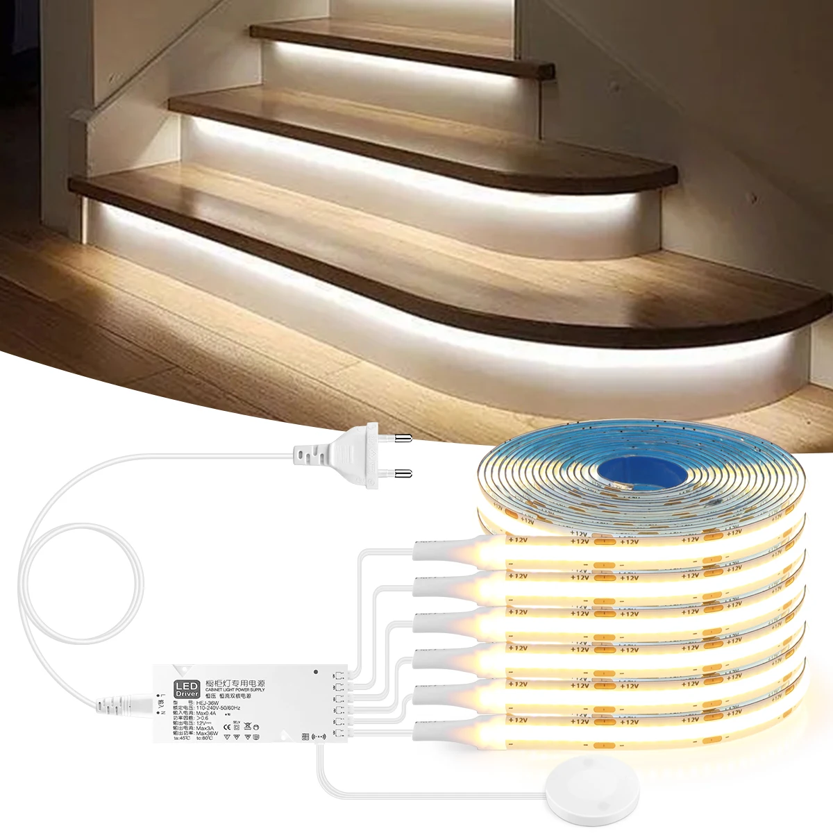 Penetrable Wood COB LED Strip Touch Sensor Light 320Leds/m Ciepłe/Neutral Lights Kitchen Backlight Lighting led lichtstreifen12V