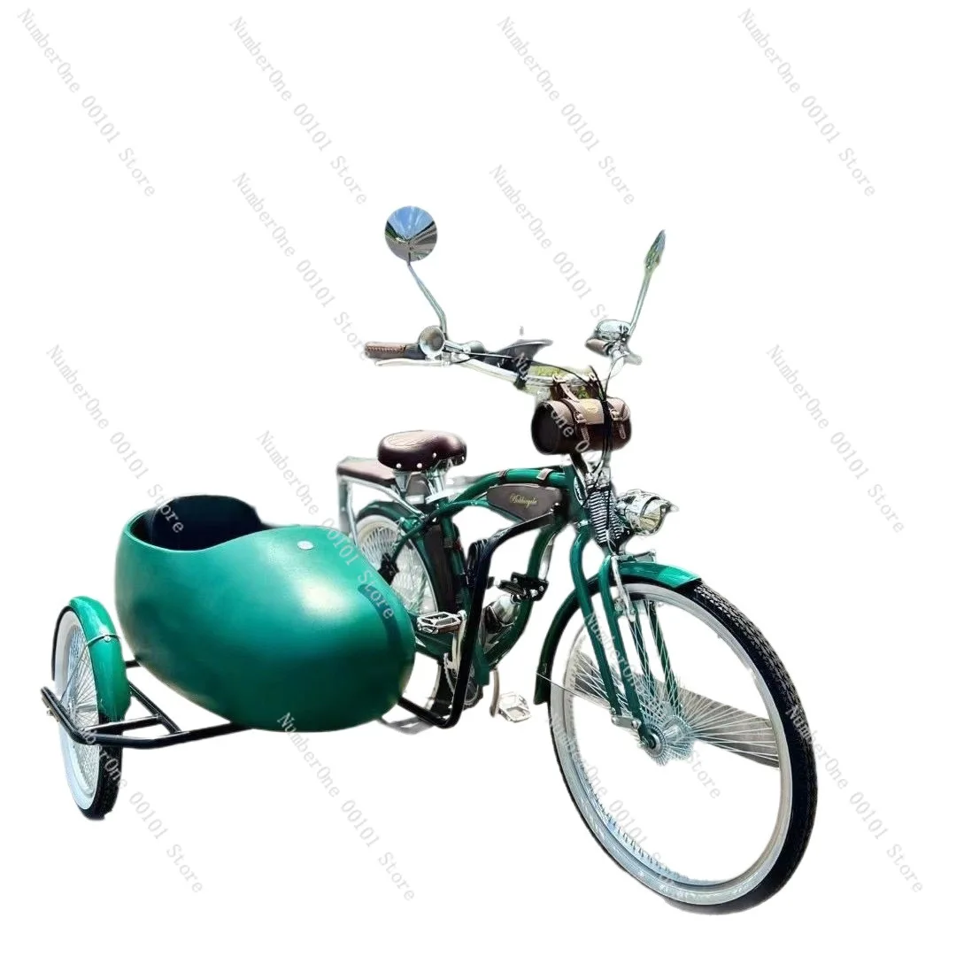 

Comfortable Three-Wheel Bicycle High-End Park Display Side Bucket Drag Bucket Bicycle Dense Spokes High-End Side Three-Wheel