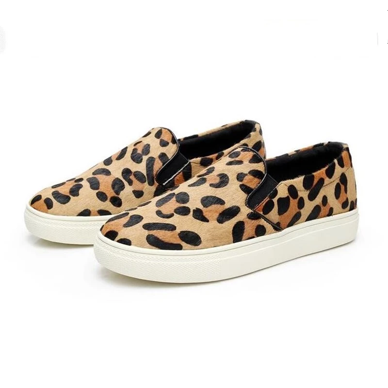 AIYUQI  oxford Womenflatshoes genuine leather female leopard print loafers horse large sizeone pedal lazy skateboard shoeswomen