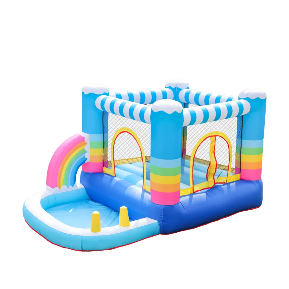 

Domestic Rainbow Bounce House With Ball Pool Jump Castle Inflatable Soft Bouncy House Castle for Kids Party