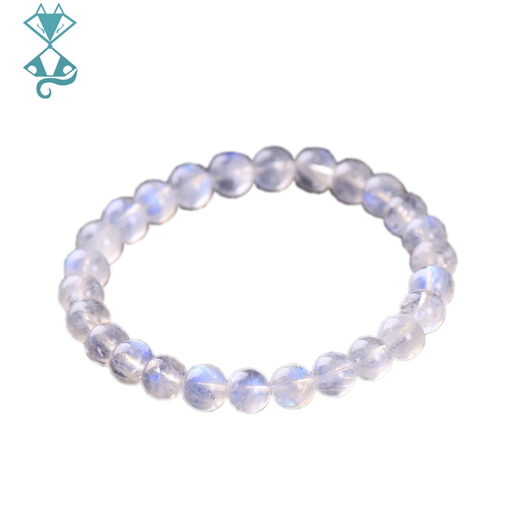 8mm Natural Moonstone Stone Beaded Bracelet For Women Men Chakra Yoga Shining Stone Bead Bracelet Handmade Wristband Jewelry