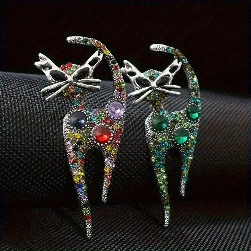 الرجعية لطيف هريرة حجر الراين زر رائعة الحيوان شارة الرجال/النساء الملابس والاكسسوارات