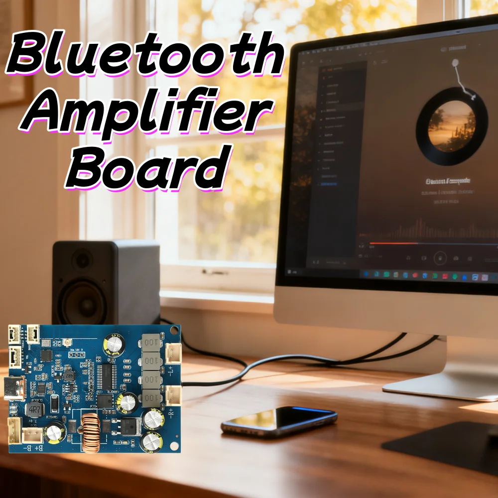 High-Fidelity 2x25W Bluetooth Audio Amplifier With Type-C Encoder Knob PC/App EQ Adjustment RGB/Headphone Jack Expansion Options