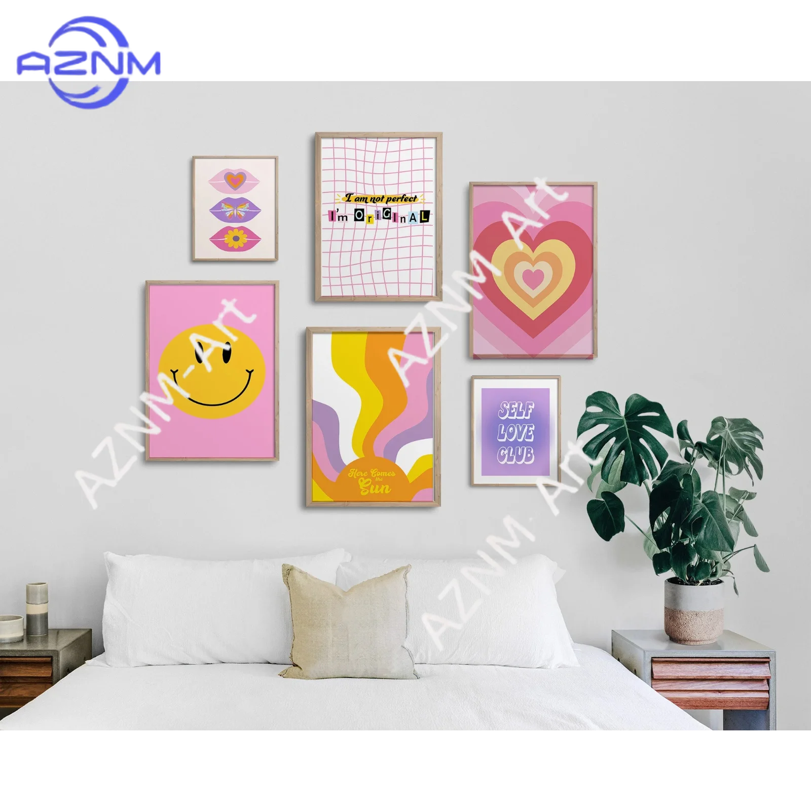 1/6-teiliges Druckset, Schlafsaal-Dekoration, Schlafsaal-Collage, Y2K-Poster-Set, 90er-Jahre Ästhetik Retro Groovy Wandkunst Trendige Pop-Art