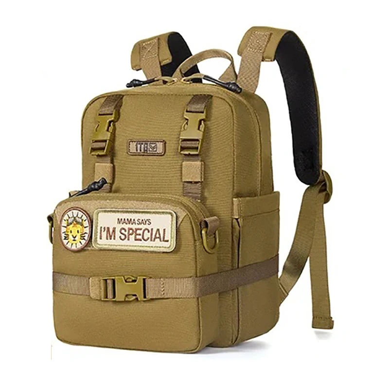 

1TG Tactical Teeny Tiny Backpack for Boys, Mini Tactical-Style Bag with Detachable Pouch
