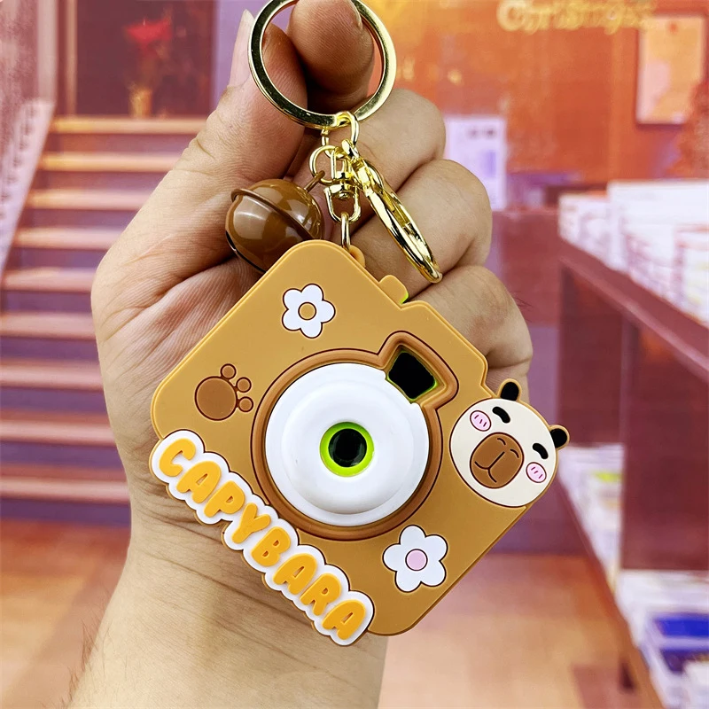 1Pcs Fun Capybara Projection Camera Keychain Cute Cute Little Puffer Fish Camera Toy Bag Charm Men and Women Small Gift Pendant