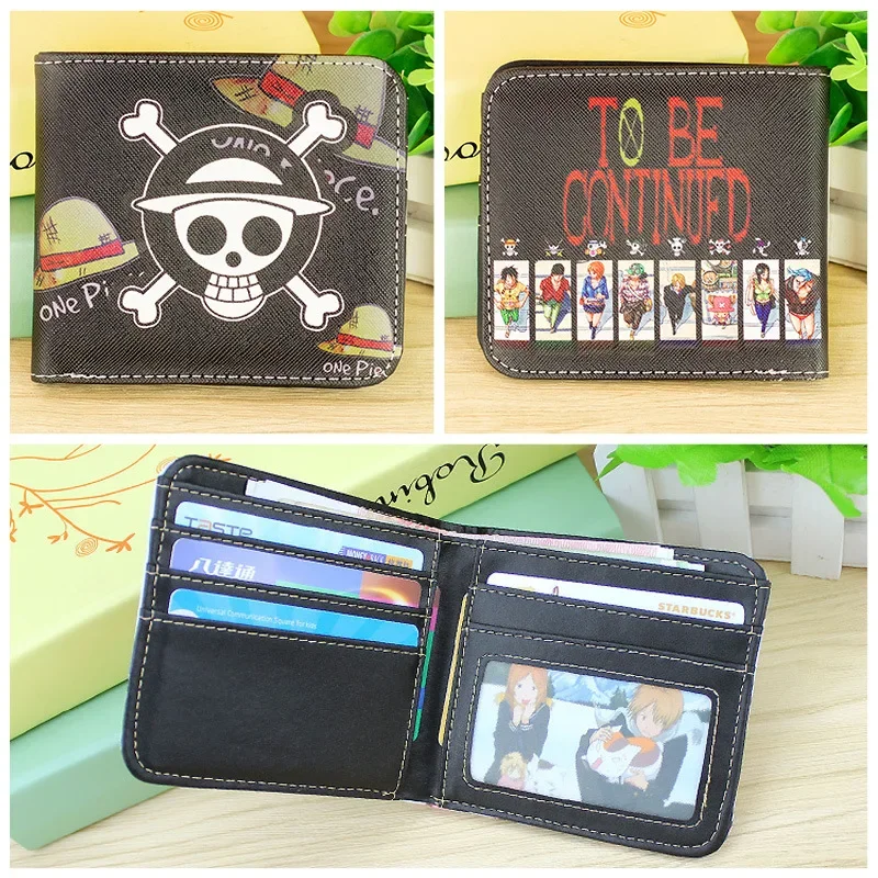 One Piece Anime Figures Luffy Foldable Wallet Dragon Ball Men Children Bank ID Card Holder Card Clip Bag Cartoons Cosplay Gifts