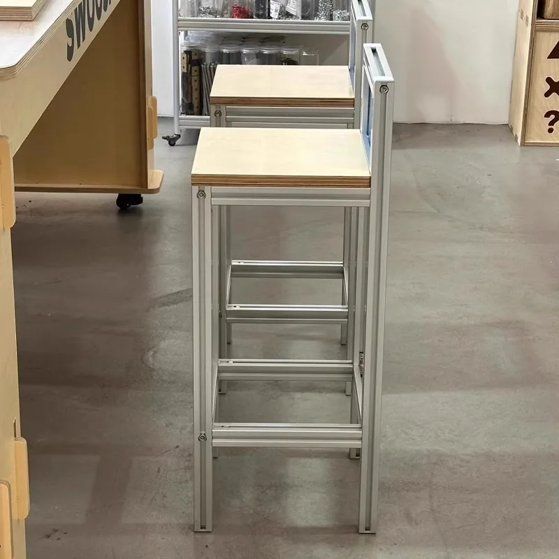Bar Industrial Style Aluminum Profile Coffee Shop Bench Ocean Panel Locker Card Seat Bench Bar Chair Dining Chair