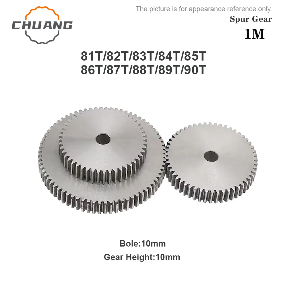 

1M Spur Gear 81/82/83/84/85/86/87/88/89/90Teeth 10 mm Process Hole Gear Wheel Low Carbon Steel Material Flat Gear