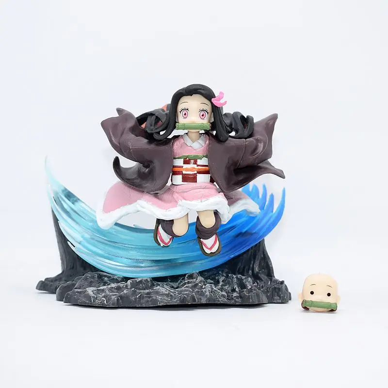 Anime demon slayer correndo kamado nezuko pode mudar rosto decoração modelo kimetsu não yaiba pvc ação estatueta estátua brinquedos presente