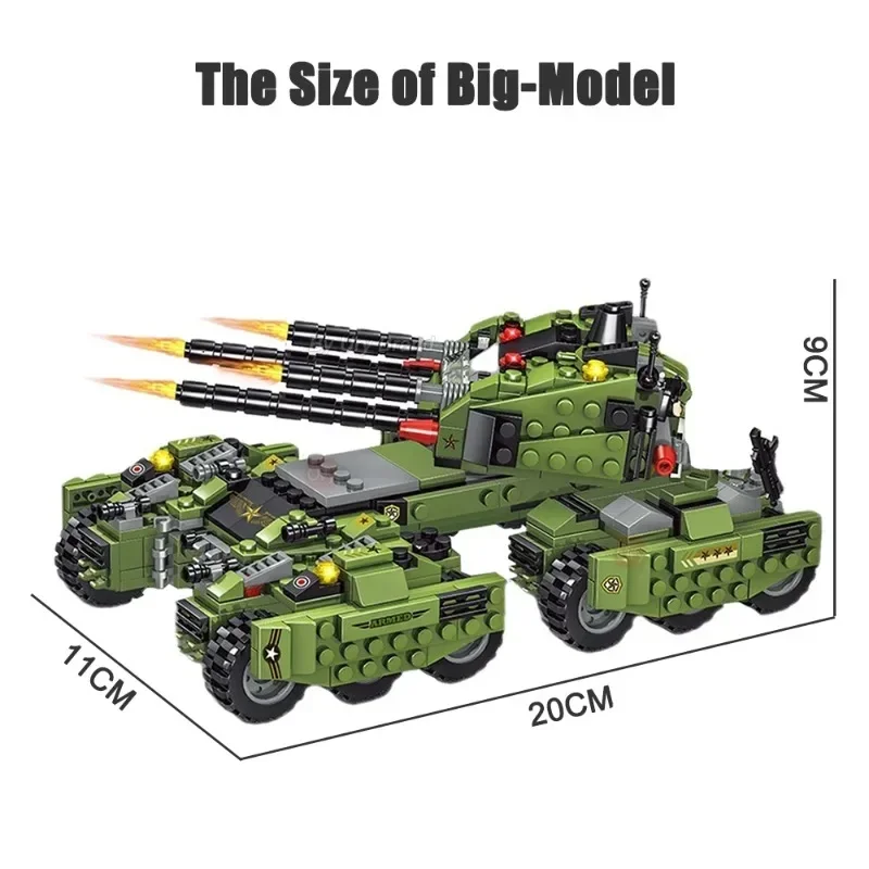 6 IN 1 Military Truck Panzer Tank Ww2 Germany Soldier Figures Building Blocks World War II DIY Brick Kids  Model Toys