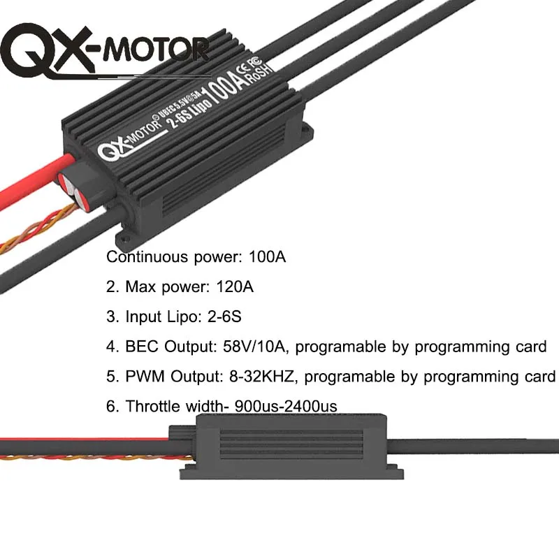 

QX-MOTOR 100A ESC 2 -6S With UBEC brushless Speed Controller For RC Helicopter Aircraft Drone