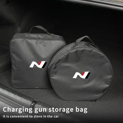 Car Charge Cable Storage Box Charging Gun Organiser For Hyundai N Line Performance I30 I40 Sonata Elantra Veloster Kona Tucson