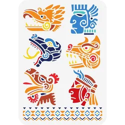Mayan Aztec Symbols Stencil 8.3x11.7