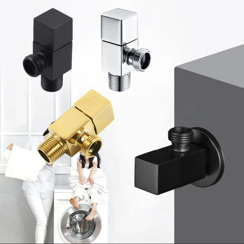 

Thickened Copper Core One In One Out Square Toilet Corner Valve Water Heater 4 Water Distribution Valve Solid Brass