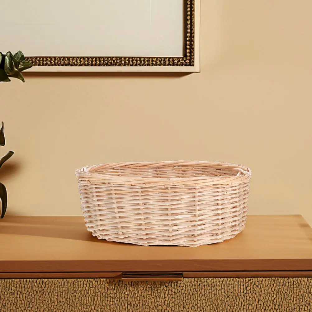 Natural Handwoven Wicker Bread Basket Multi-Purpose Serving Storage Tray for Kitchen Table Fruit Snacks Picnic Display view 5