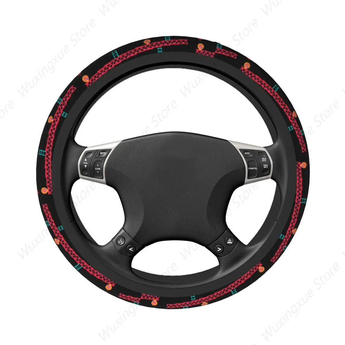 38cm Car Steering Wheel Cover Donkey Kong Universal Arcade Game Collage Vintage Retro Car-styling Steering-Wheel Accessories