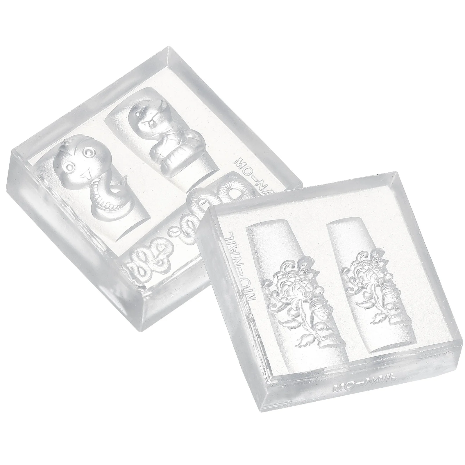 

2 Pcs Sticker Nail Carving High Transparency Silicone Mold Polish Stickers Silica Gel Decor 3d